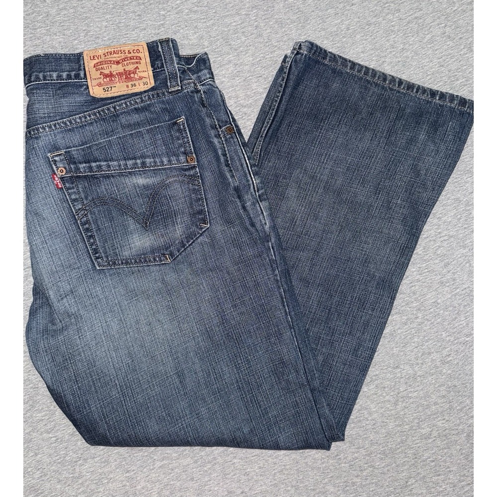 Levi Mens 527 Slim Bootcut Jeans Size 36x30 Faded Western Cowboy Buttery Soft